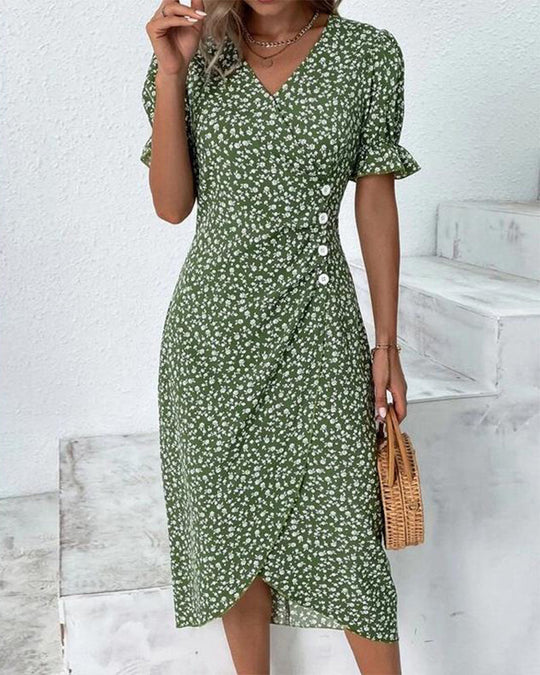 Cali - Floral V-Neck Dress