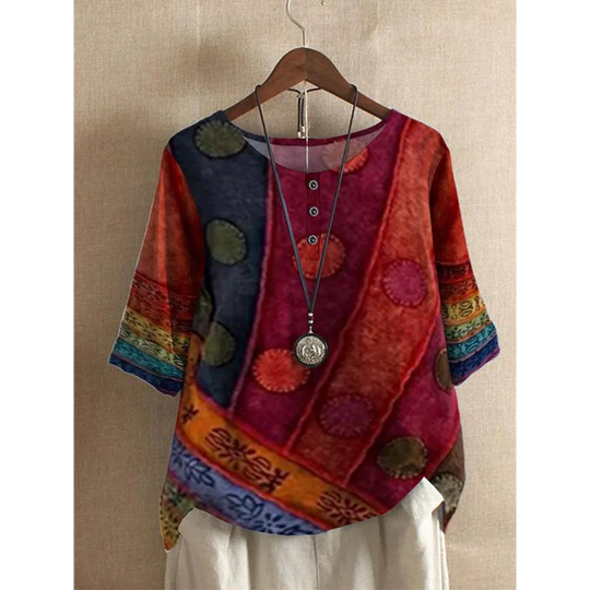 Isolde - Cozy Colorful Short-Sleeve Top