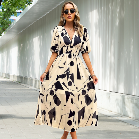 Alicia - Timeless Midi Dress with Puff Sleeves