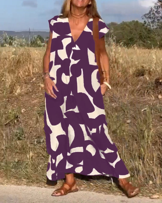 Matilda - Dress with print and V-neckline