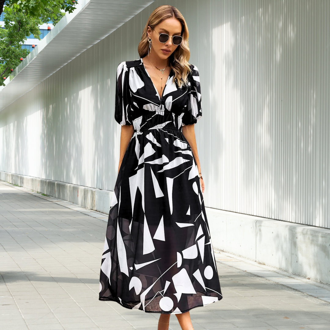 Alicia - Timeless Midi Dress with Puff Sleeves