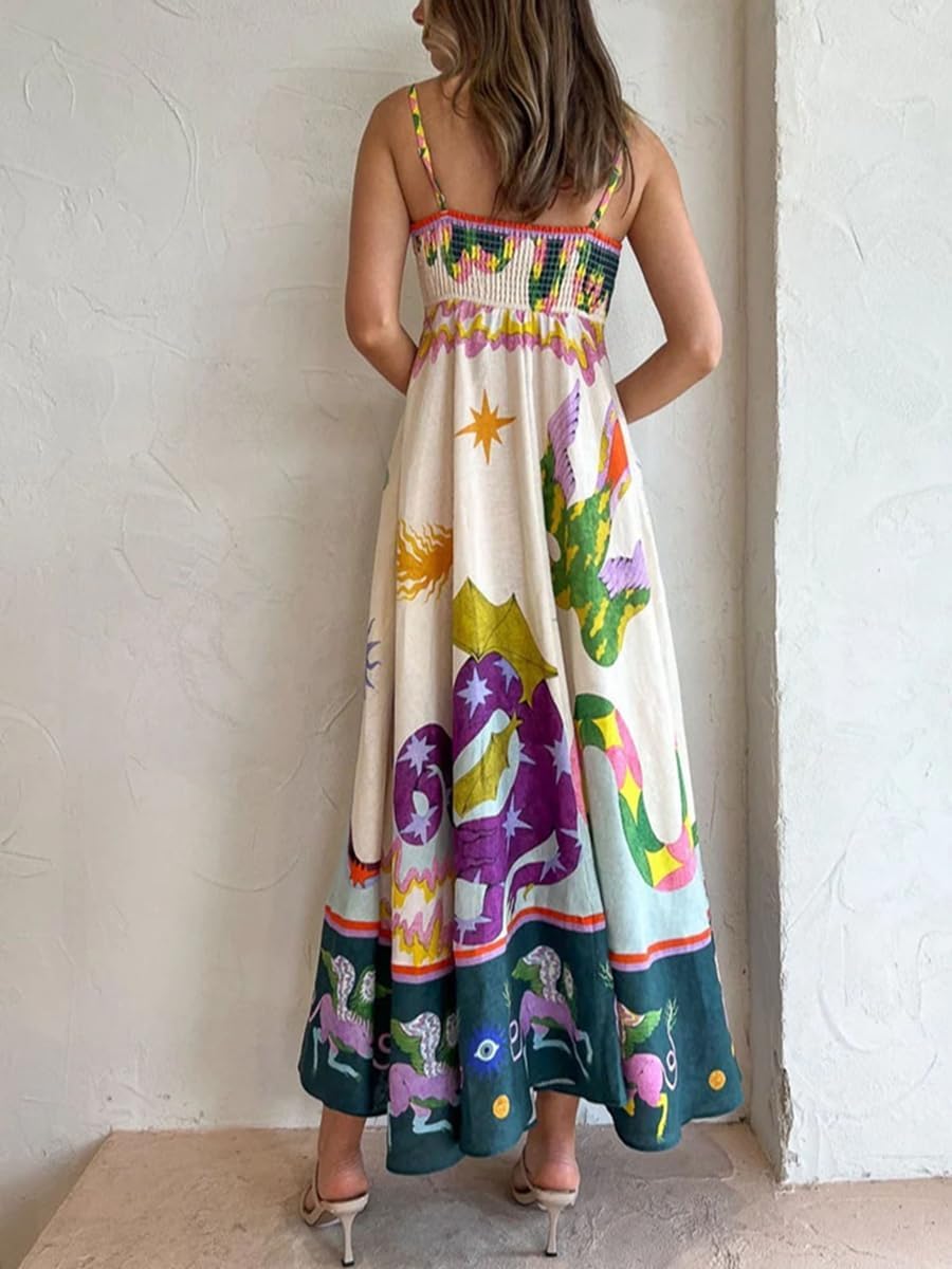 Miley - Floral Boho Spaghetti Strap Maxi Dress