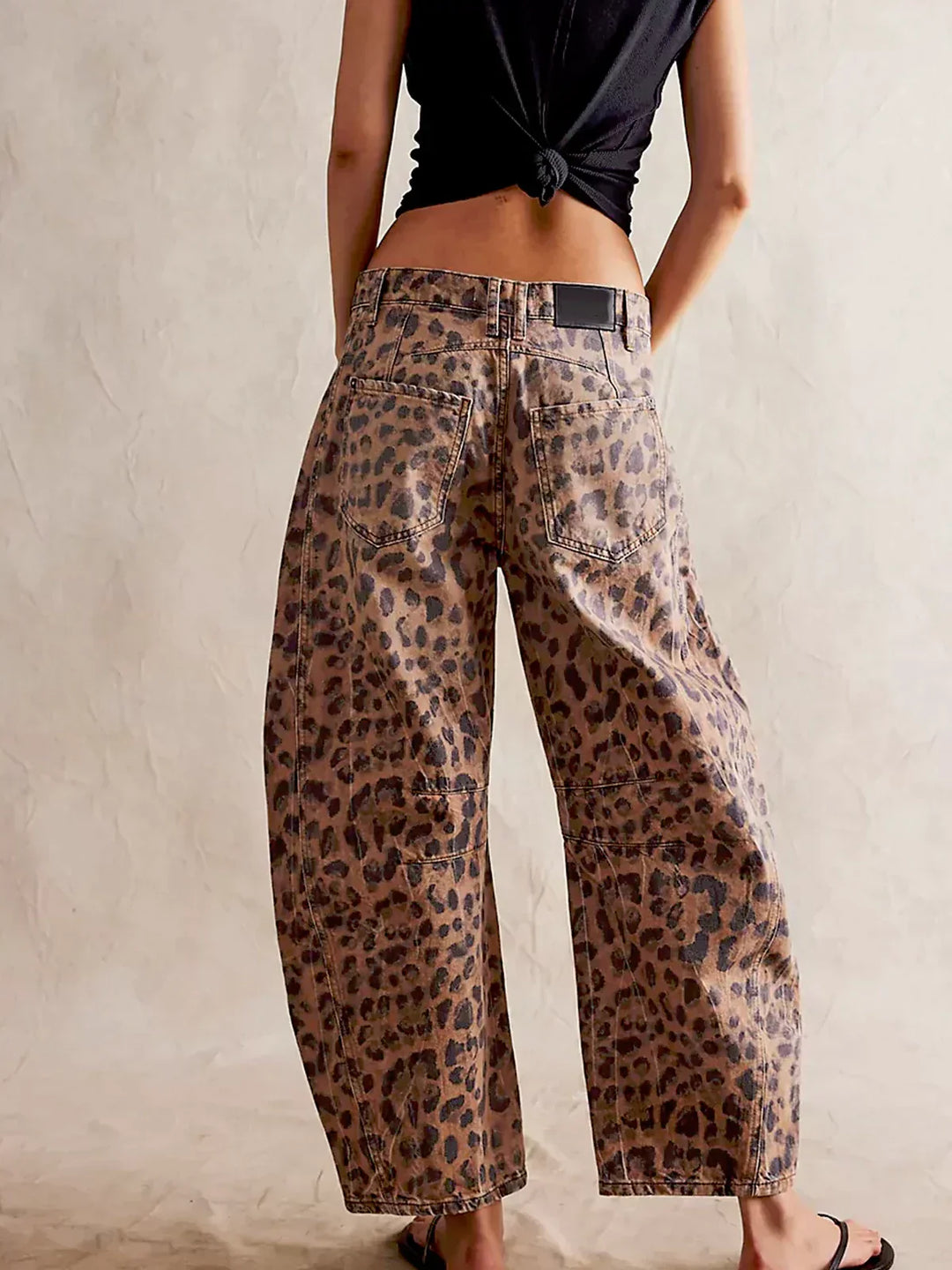 Stasia - Leopard Print Barrel Jeans