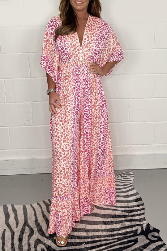 Sunny - Panther Printed Wide Jumpsuit Dress